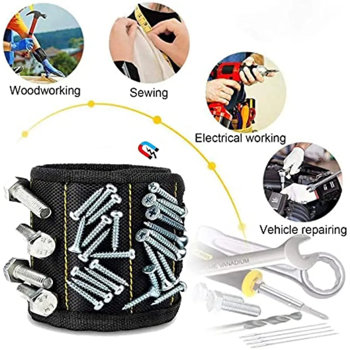 PrecisionPro™ MagBand Pro – Heavy-Duty Magnetic Wrist Tool Holder for Screws, Nails & Small Tools