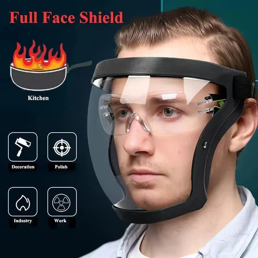 PrecisionPro™ Full-Face Safety Shield – Transparent Reusable Mask with Adjustable Buckle, Heat-Resistant Protection for Work & Outdoor Use
