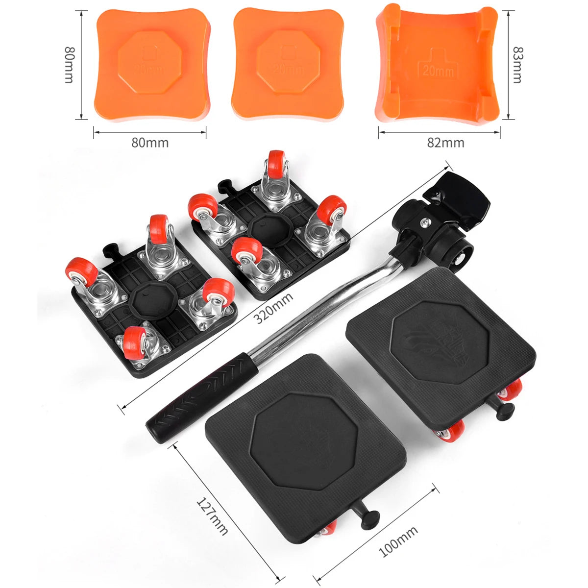 PrecisionPro™ 400KG Heavy-Duty Furniture Mover Set – Includes Slides, Wheels & Roller Bar for Easy Transport