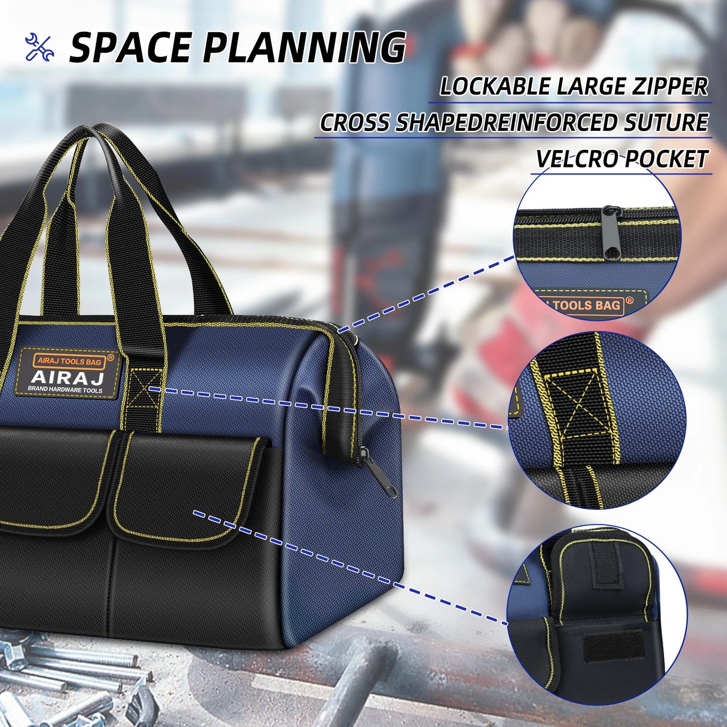 PrecisionPro™ 1680D Multi-Functional Tool Bag – Waterproof & Wear-Resistant Electrician Storage Bag with High Capacity