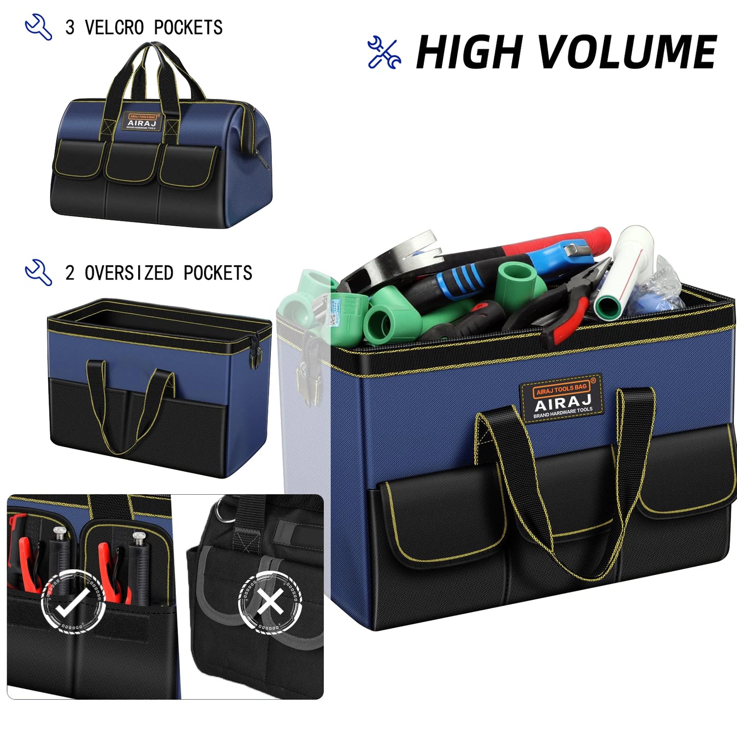 PrecisionPro™ 1680D Multi-Functional Tool Bag – Waterproof & Wear-Resistant Electrician Storage Bag with High Capacity