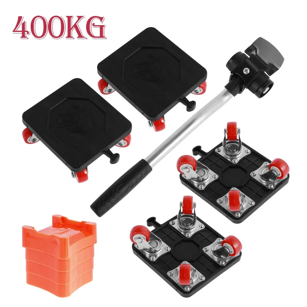 PrecisionPro™ 400KG Heavy-Duty Furniture Mover Set – Includes Slides, Wheels & Roller Bar for Easy Transport