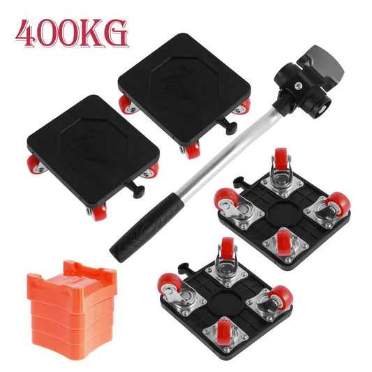 PrecisionPro™ 400KG Heavy-Duty Furniture Mover Set – Includes Slides, Wheels & Roller Bar for Easy Transport