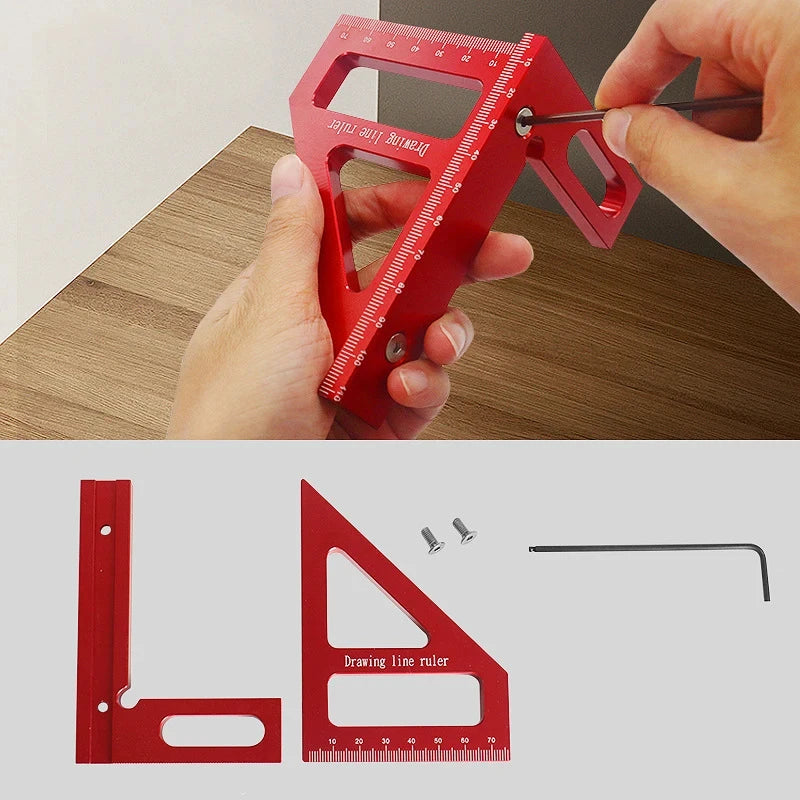 PrecisionPro™ Aluminum Alloy Miter Square – High Precision Woodworking Triangle Ruler & Layout Measuring Tool for Engineers & Carpenters