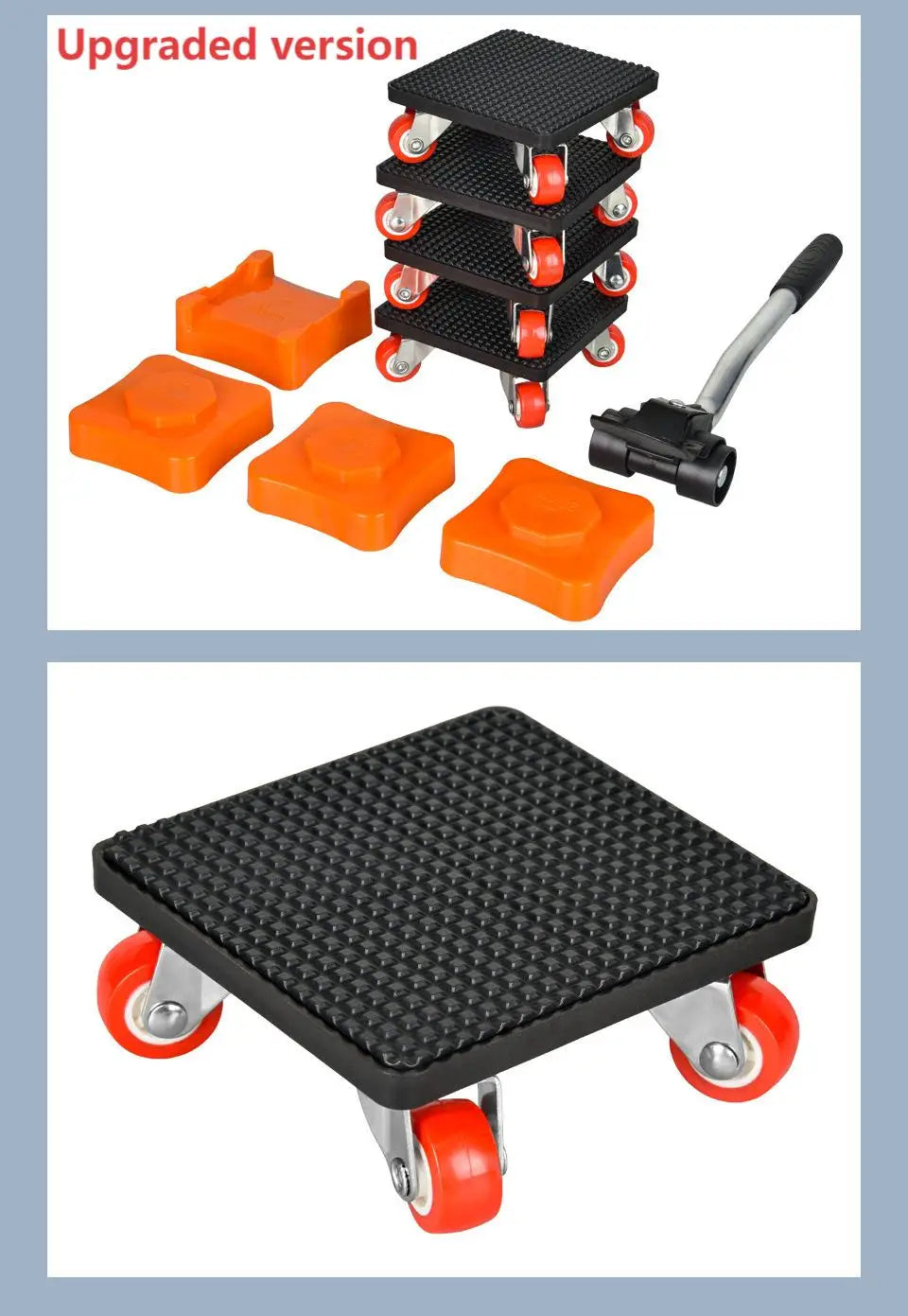 PrecisionPro™ 400KG Heavy-Duty Furniture Mover Set – Includes Slides, Wheels & Roller Bar for Easy Transport