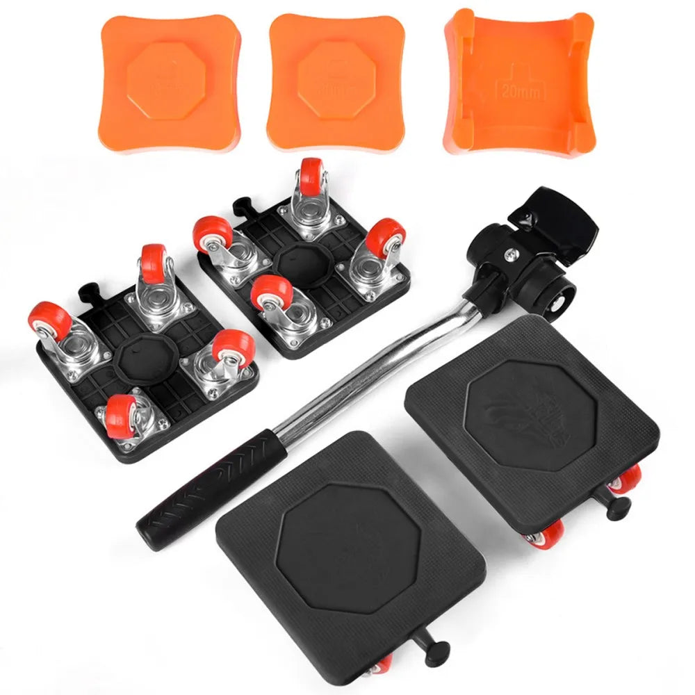 PrecisionPro™ 400KG Heavy-Duty Furniture Mover Set – Includes Slides, Wheels & Roller Bar for Easy Transport