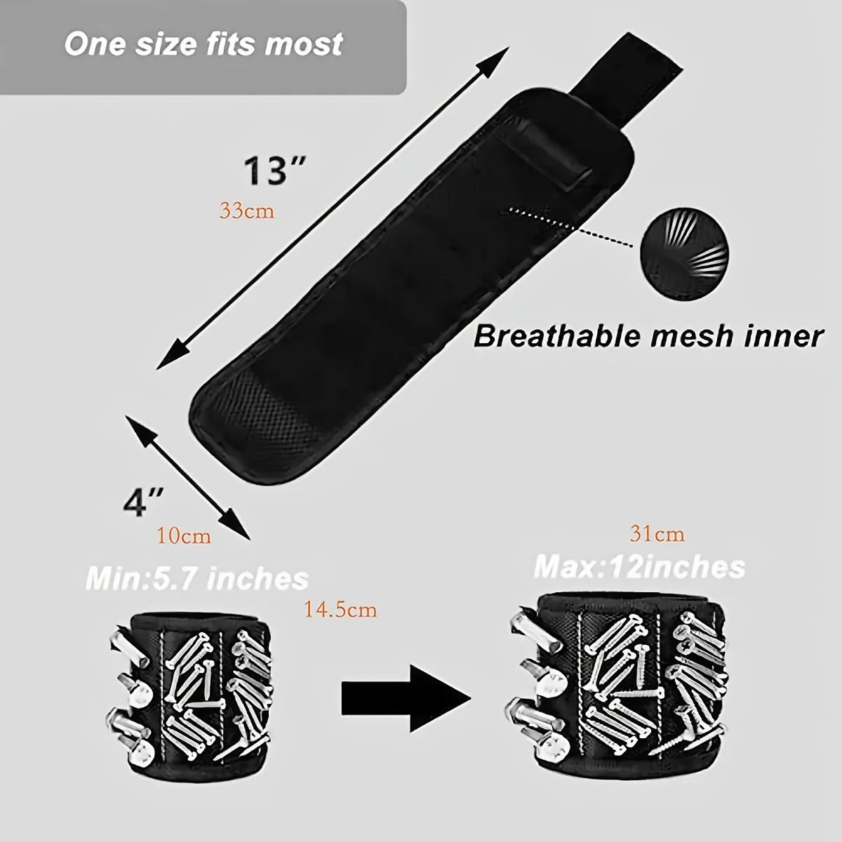 PrecisionPro™ MagBand Pro – Heavy-Duty Magnetic Wrist Tool Holder for Screws, Nails & Small Tools